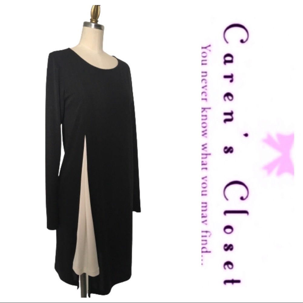 Zara Black & White Crepe Dress w/ Key Hole Back - Picture 2 of 3